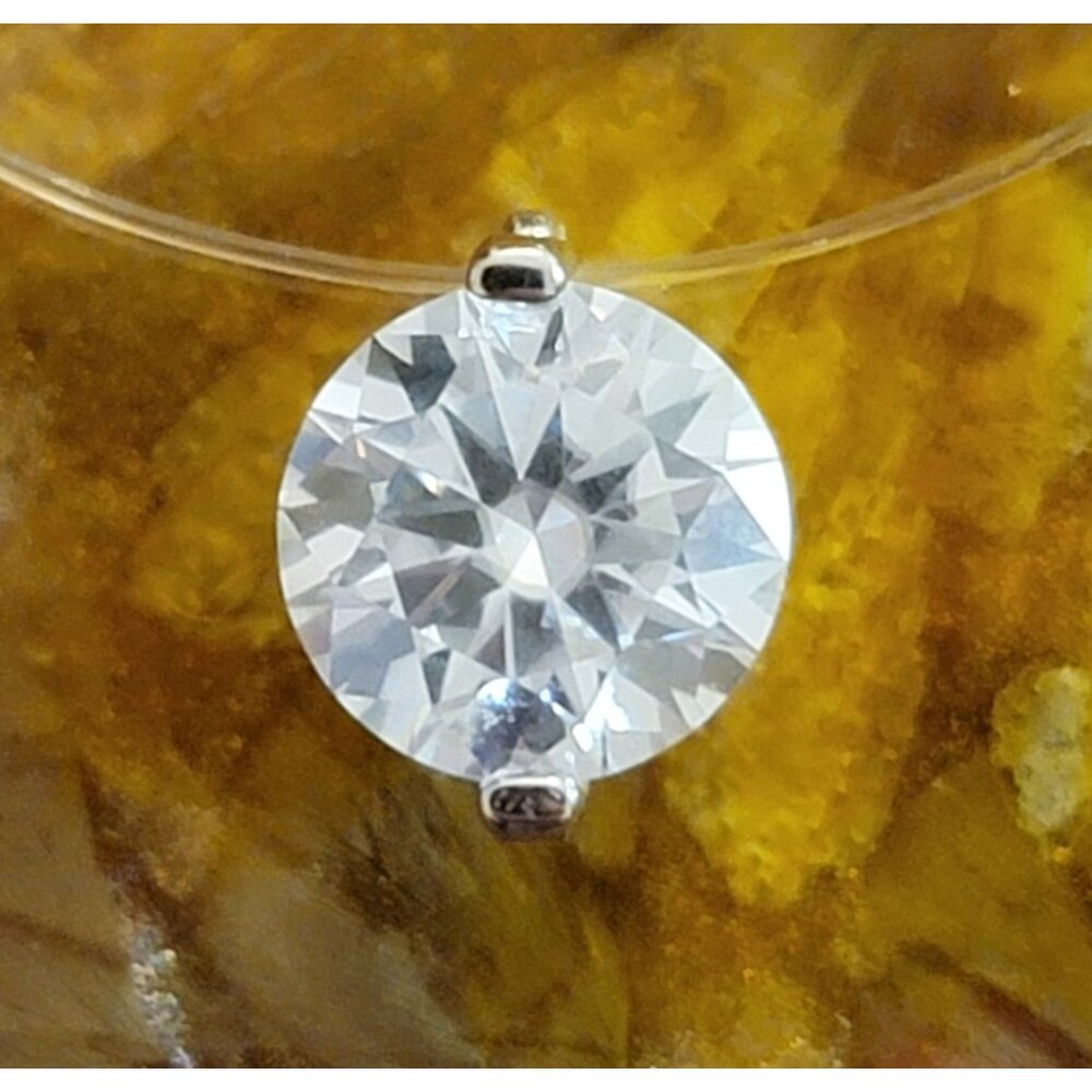 Moissanite Floating Necklace 1CT 925 Sterling Silver 16"+2" NWT - Picture 5 of 8